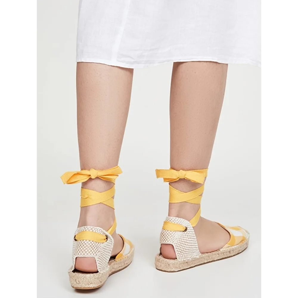 Stylish Gingham Soludos Wrap Espadrilles